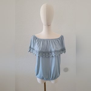 Paper + tee Lace Trim Top Size M